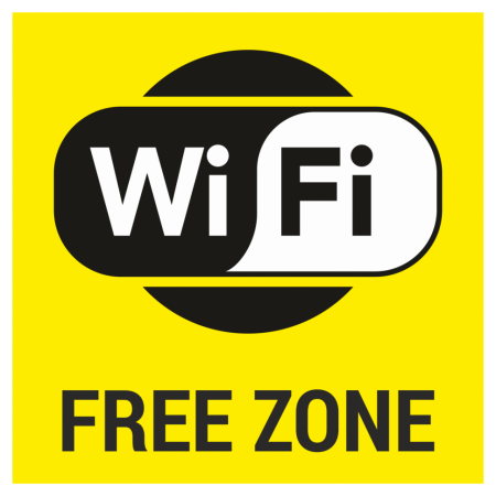 Т-2395 - Таблички на металле «Wi-Fi free», жёлтый фон